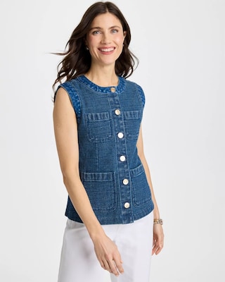 Tweed Mixed Denim Vest | Chico's